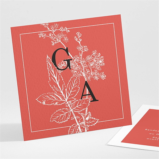 Carton d'invitation mariage gravure rouge