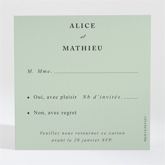 Carton réponse mariage Tendre amande réf.N3001559