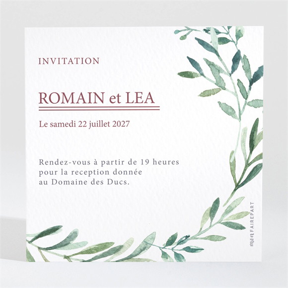 Carton d'invitation mariage Ronde végétale réf.N3001560
