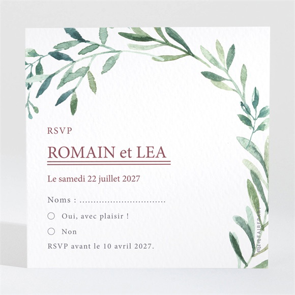 Carton réponse mariage Ronde végétale réf.N3001561