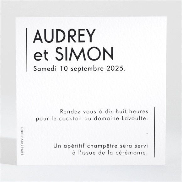 Carton d'invitation mariage Initiales réf.N3001564