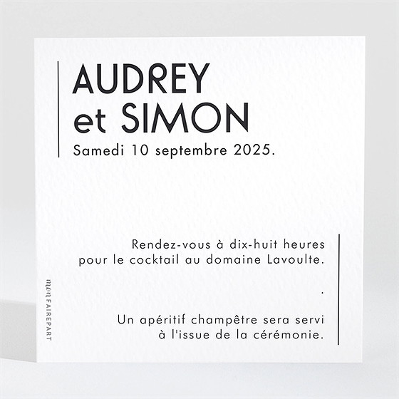Carton d'invitation mariage initiales
