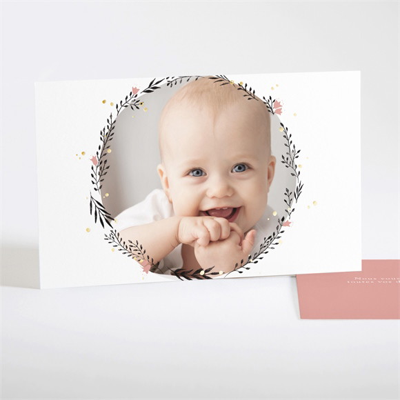 Remerciement naissance Campanules et initiales réf.N17120