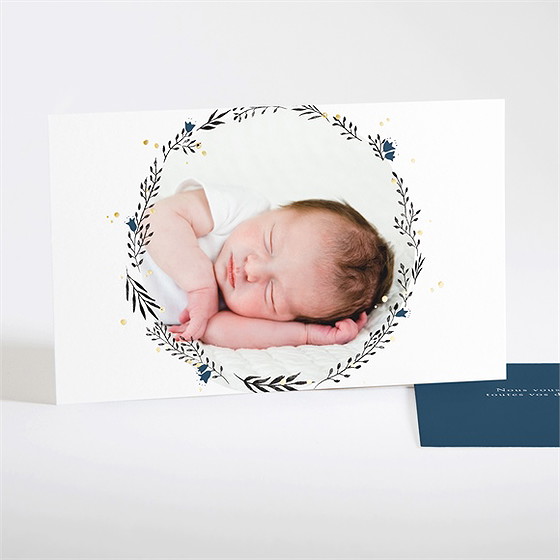 Remerciement naissance initiale couronnée dorure