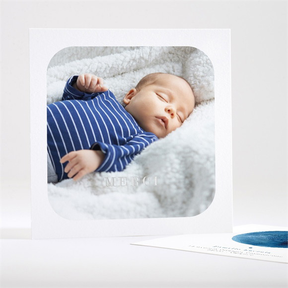 Remerciement naissance Argent et aquarelle réf.N35133