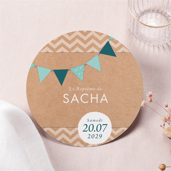 Faire-part de baptême Farandole de kraft réf.N321136