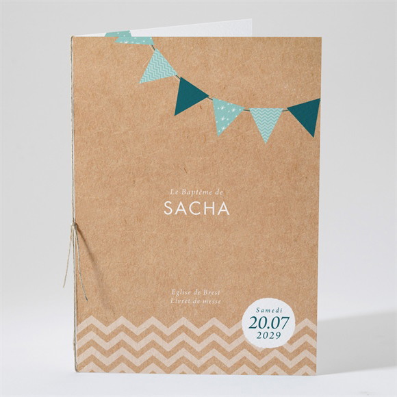 Livret de messe baptême Farandole de kraft réf.N491128