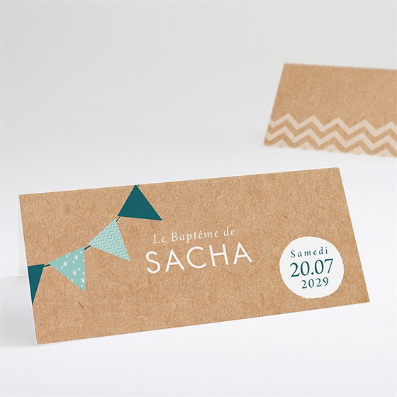 Marque-place baptême farandole de kraft