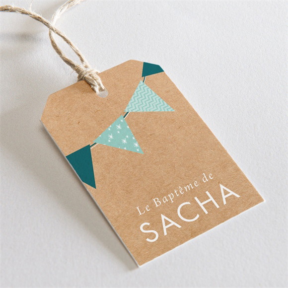Etiquette baptême Farandole de kraft réf.N29123