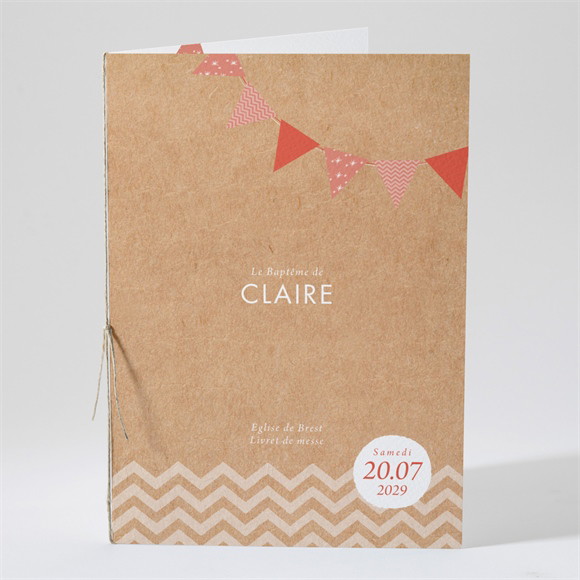 Livret de messe baptême Kraft banderole réf.N491129