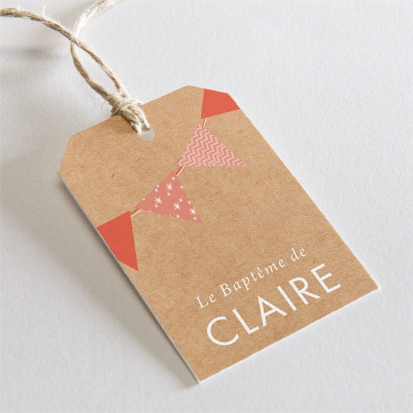 Etiquette baptême Kraft banderole réf.N29124