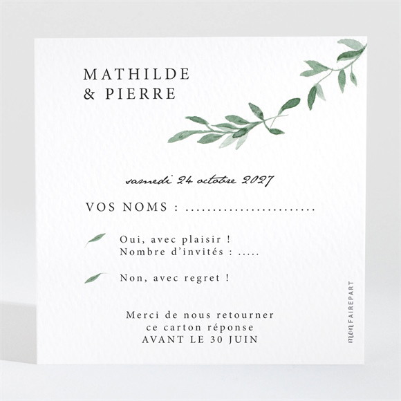 Carton réponse anniversaire de mariage Douceurs végétales réf.N3001570