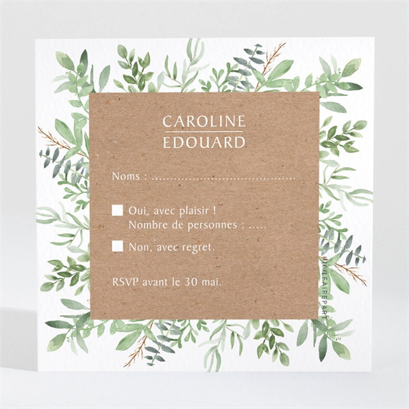 Carton réponse mariage Feuillage d'été réf.N3001573