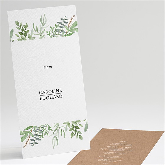 Menu mariage feuillage d'été