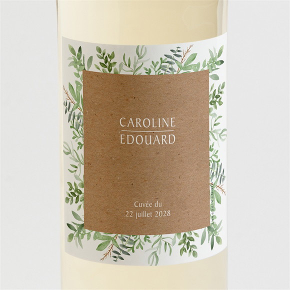 Etiquette de bouteille mariage Feuillage d'été réf.N3001574