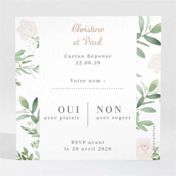 Carton réponse anniversaire de mariage Invitation champêtre réf.N3001576