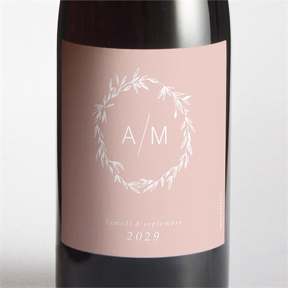 Etiquette de bouteille mariage romance rétro