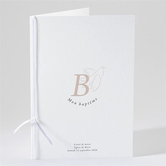 Livret de messe baptême initiales d'or
