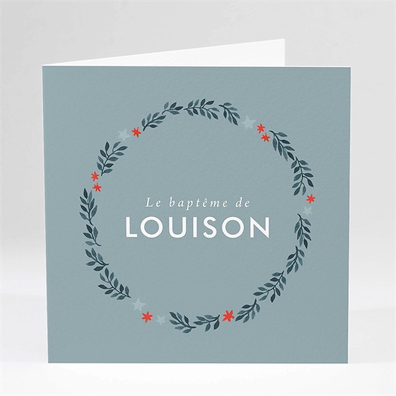 Faire-part de baptême fleurs en gravure