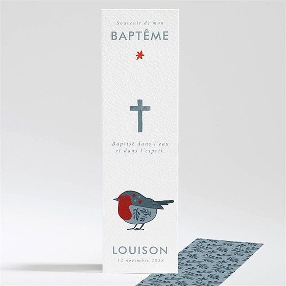 Signet baptême fleurs en gravure