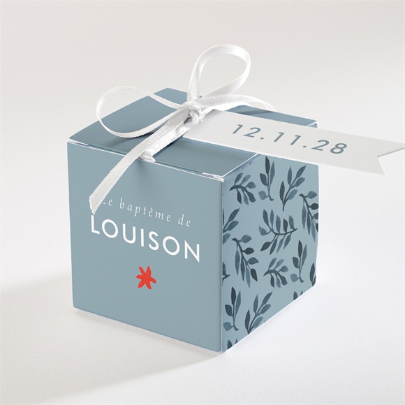 Boîte de dragées baptême Fleurs en gravure réf.N340238