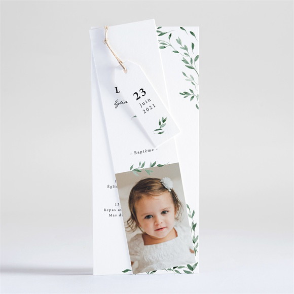 Faire-part de baptême Décoration végétale réf.N93106