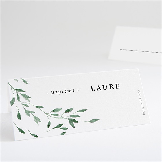 Marque-place baptême décoration végétale