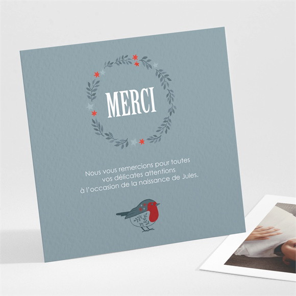 Remerciement naissance Composition d'hiver réf.N301158
