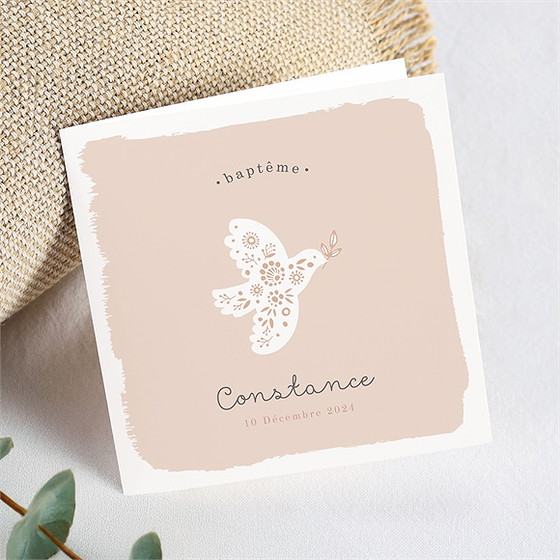 Faire-part de baptême profil de colombe