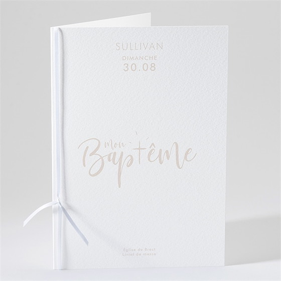 Livret de messe baptême lettre de cuivre