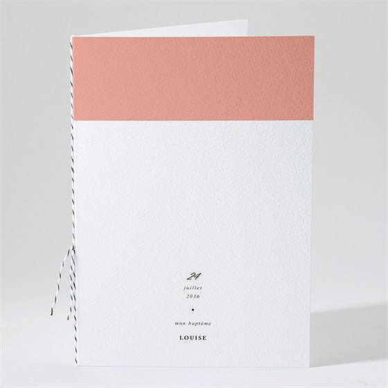 Livret de messe baptême millefeuille de rose