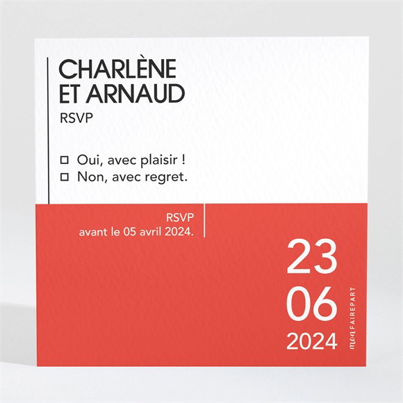 Carton réponse mariage Empreinte graphique réf.N3001584