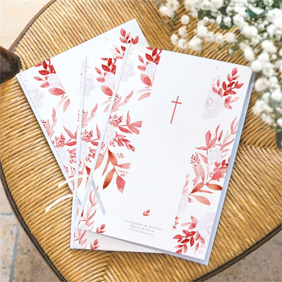 Livret de messe baptême Initiale en cuivre végétal réf.N491151