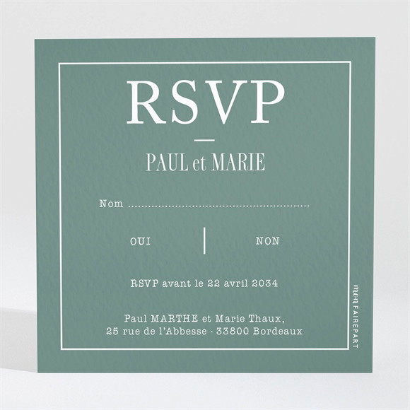 Carton réponse mariage Se serrer fort réf.N3001586