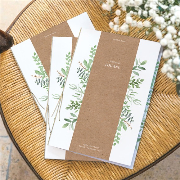 Livret de messe baptême Kraft végétal réf.N491155