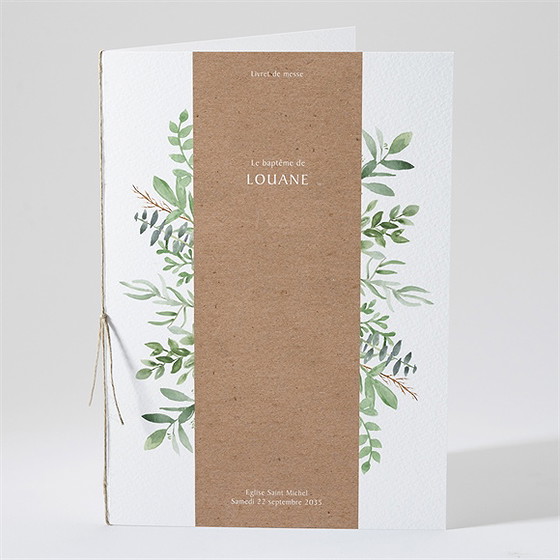 Livret de messe baptême kraft végétal