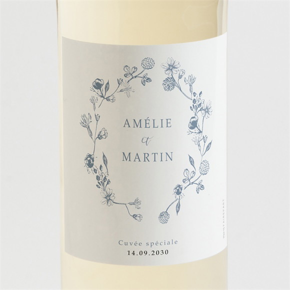 Etiquette de bouteille mariage Composition végétale réf.N3001588