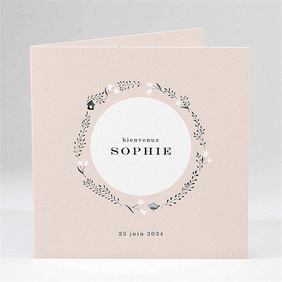 Faire-part naissance couronne pastel