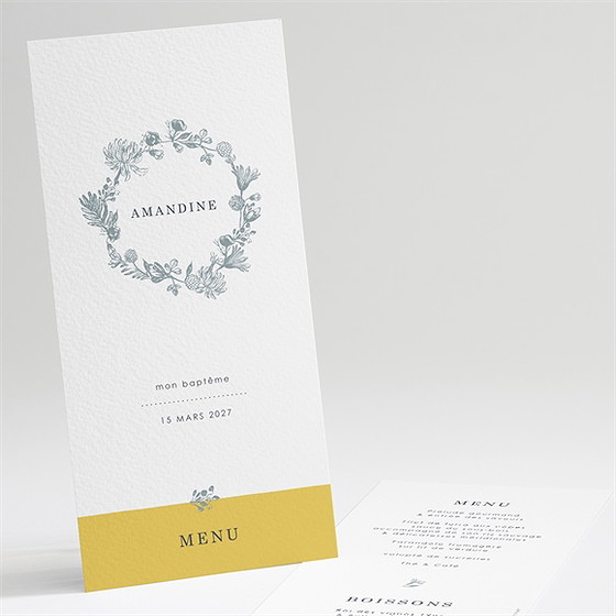 Menu baptême joli portrait