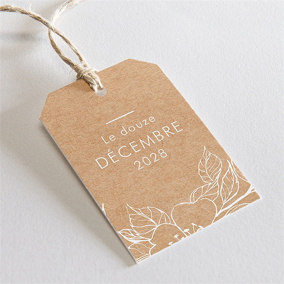 Etiquette baptême gravure sur kraft