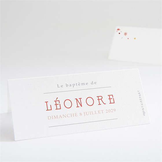 Marque-place baptême portrait en tourbillon