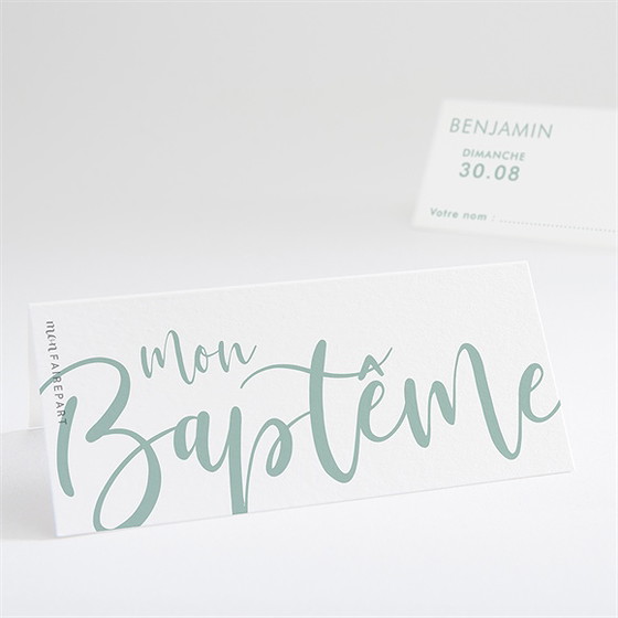 Marque-place baptême jeu de mots