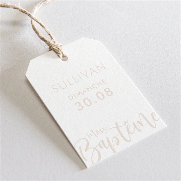 Etiquette baptême Lettre de cuivre réf.N29142