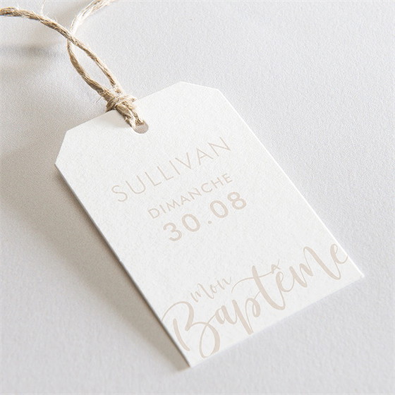 Etiquette baptême lettre de cuivre