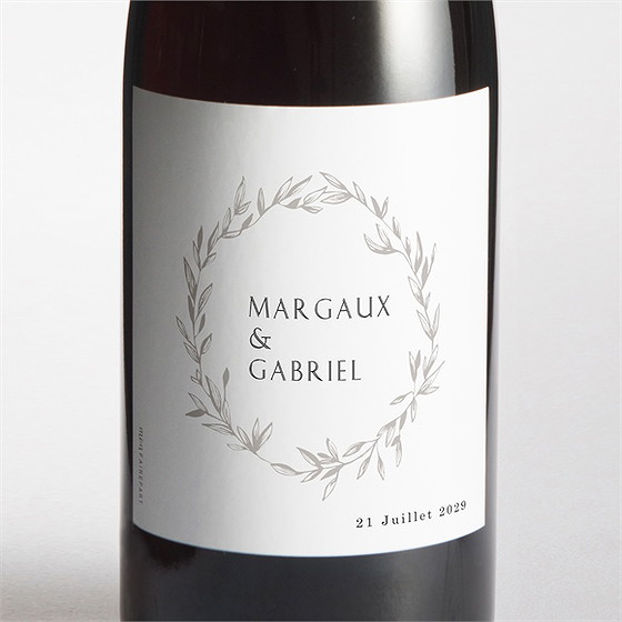 Etiquette de bouteille mariage tendre couronne