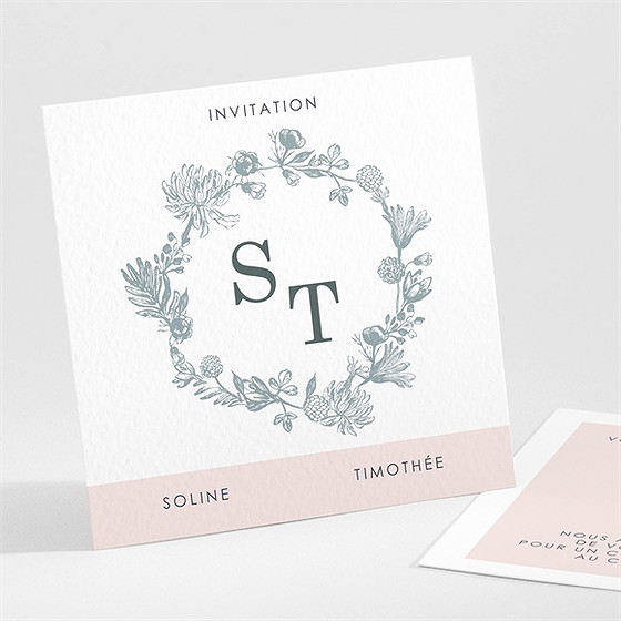 Carton d'invitation mariage guirlande de fleurs