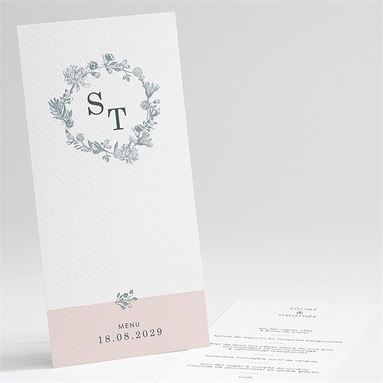 Menu mariage guirlande de fleurs