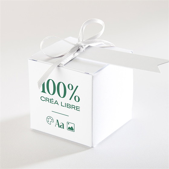 Boîte de dragées baptême vierge cube de 4,5 cm
