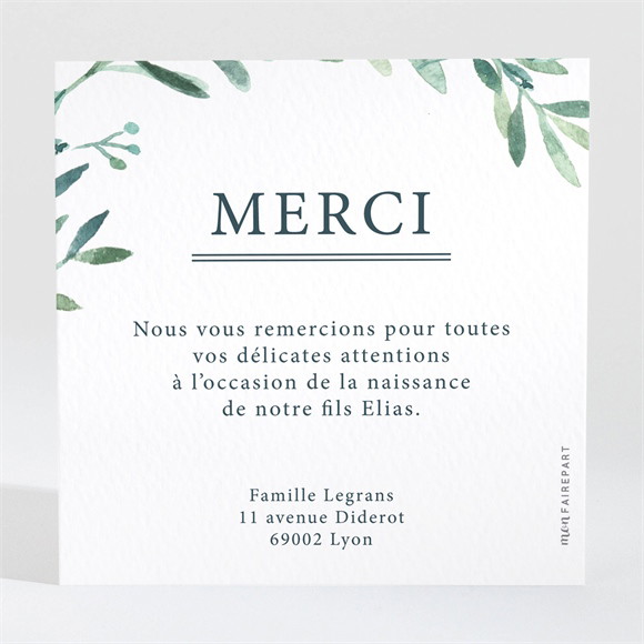 Remerciement naissance Aquarelle Champêtre photo réf.N3001598