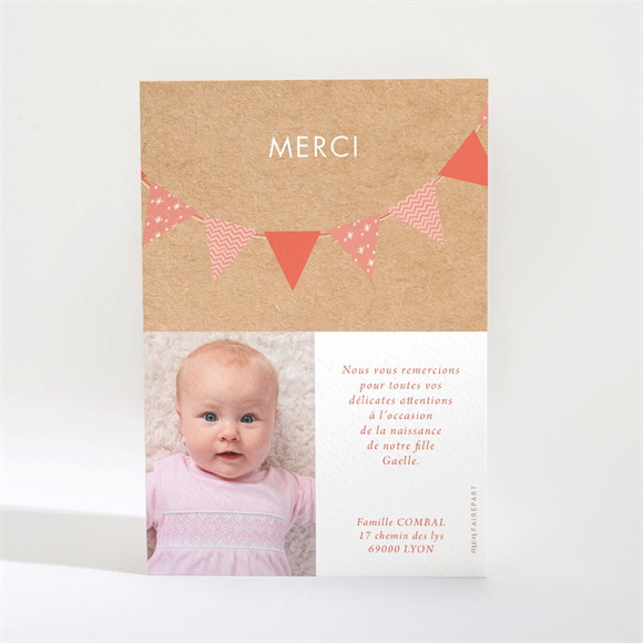 Remerciement naissance Banderole en fête réf.N21017